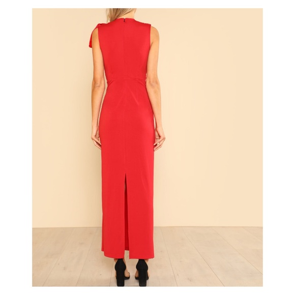 Red Statement Bow Sheath Maxi Dress - Picture 3 of 5